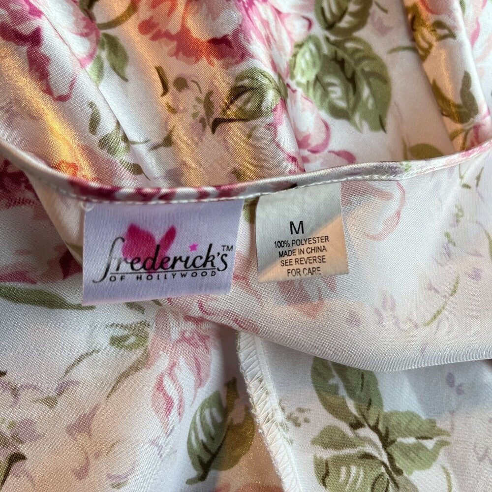 Vintage Fredericks Of Hollywood Floral Satin Cami Slip Dress Women M Cottage Y2K - Picture 6 of 10